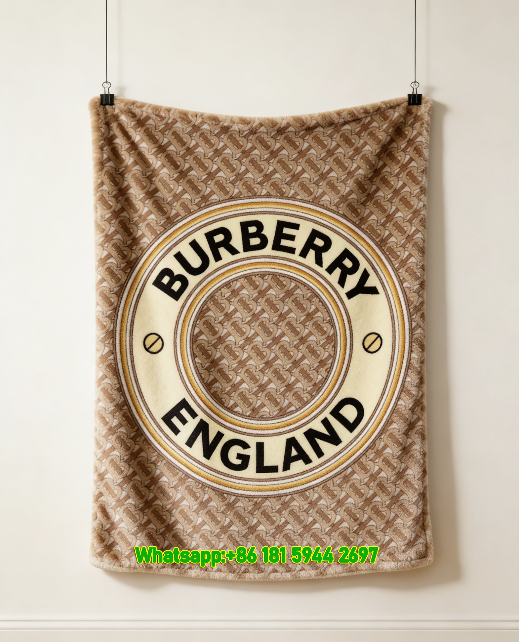 Burberry Monogram Flannel Throw Blanket B162